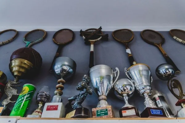 tennis trophy celebration